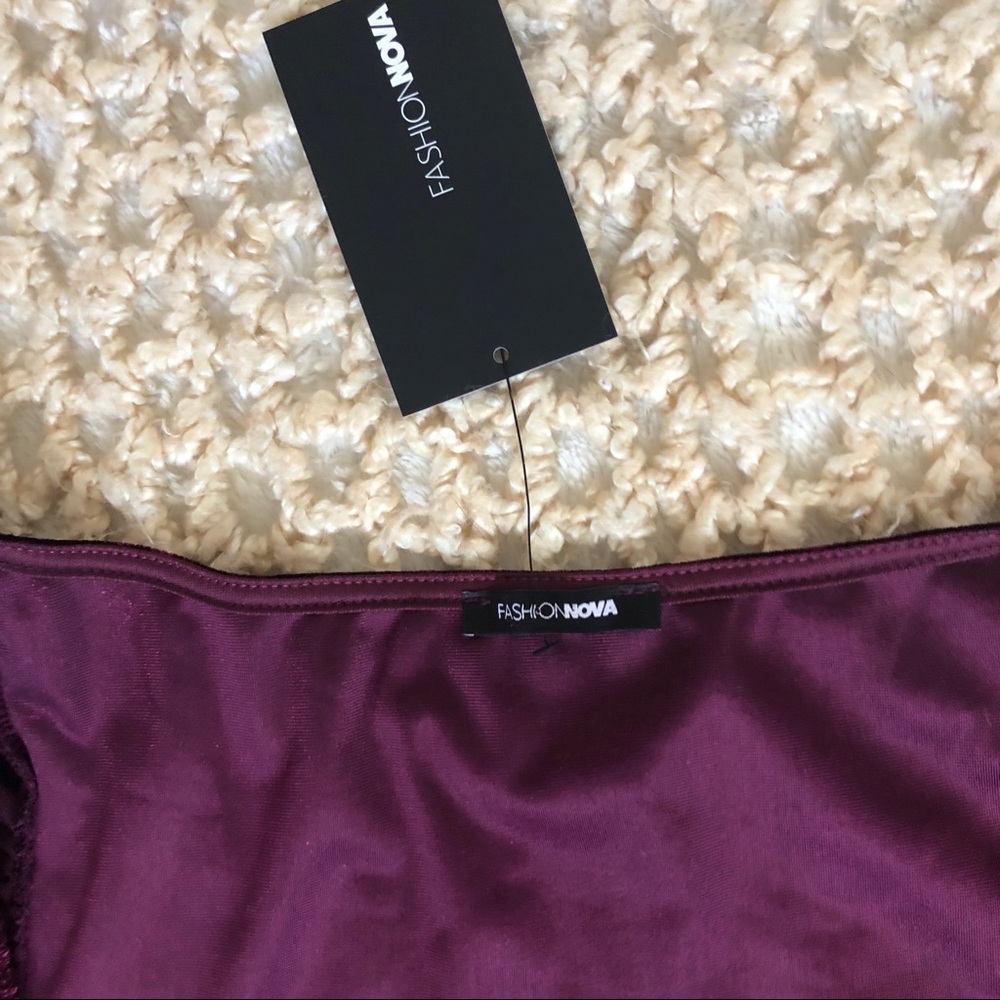FASHION NOVA | RASPBERRY PURPLE VELOUR BODYSUIT - Picture 7 of 8